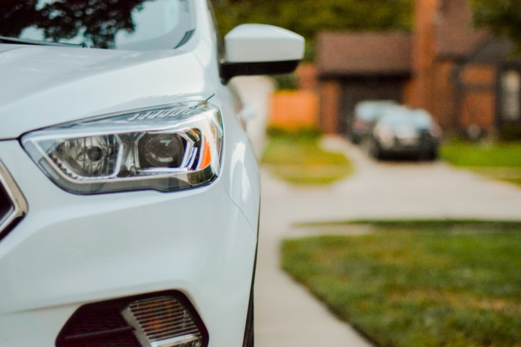 close up of a car in a driveway